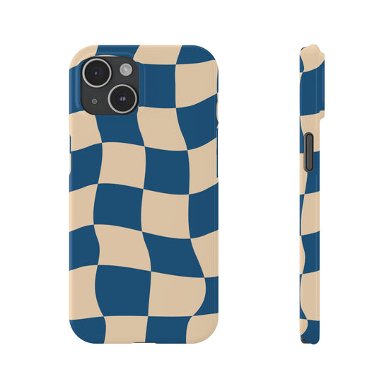 Blue & Cream Checker Iphone Case