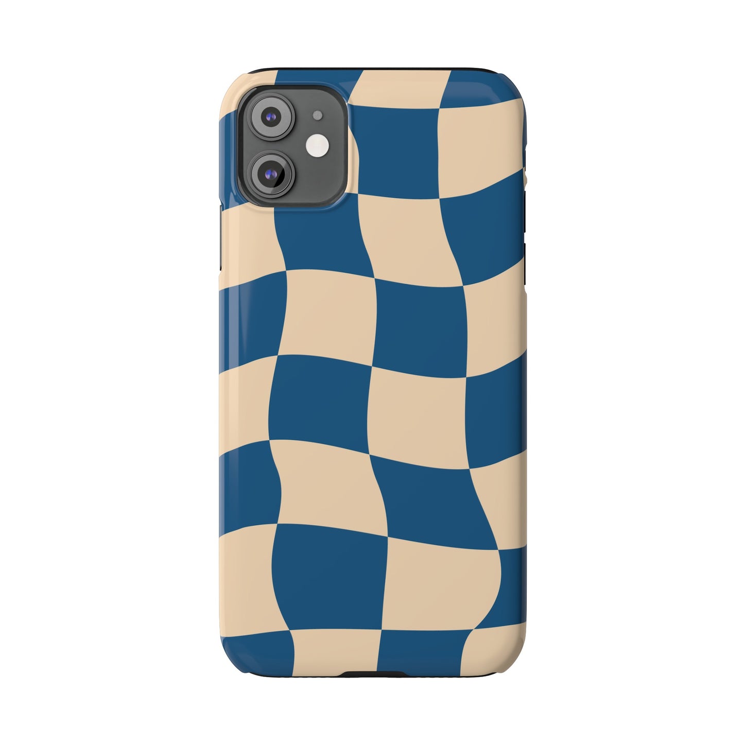 Blue & Cream Checker Iphone Case